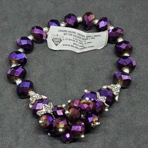 Nicole Crafts Purple Glass Bead Bracelet Stretch